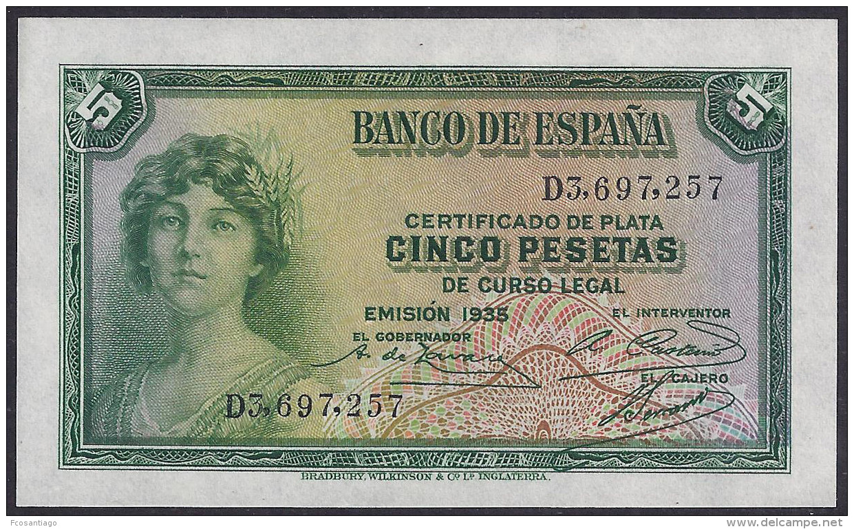 ESPAÑA 1935 - BILLETE SIN CIRCULAR - 1-2-5-25 Pesetas