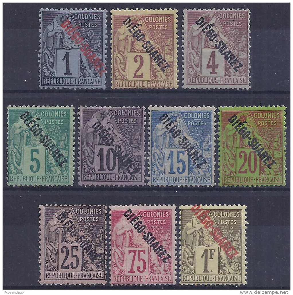 DIEGO-SUAREZ 1892 - Yvert #13/24 (Faltan 21/22) - MLH * - Nuevos