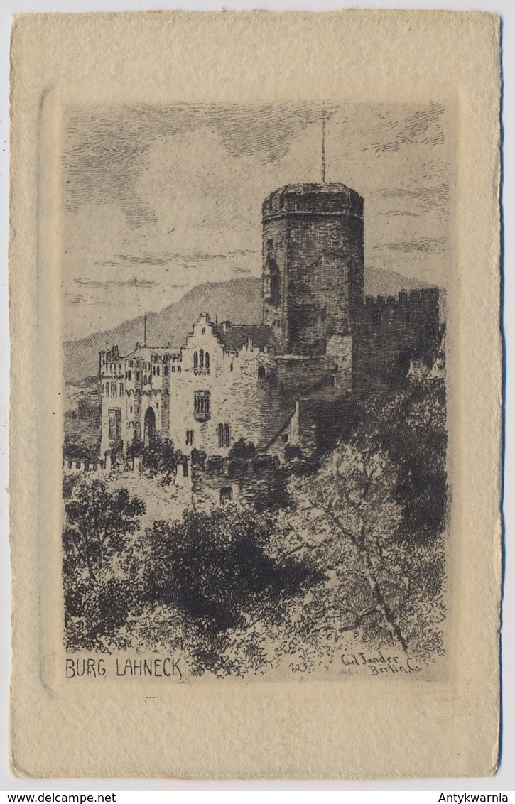 Lahneck  Burg  ORIGINAL RADIERUNG   Carl Jander Abaut 1920y.   E494 - Lahnstein