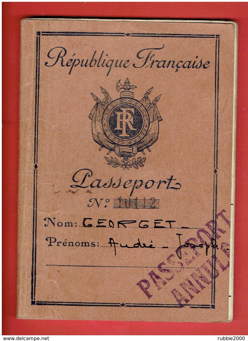 PASSEPORT FRANCAIS 1951 USA GUYANE LIBAN AUSTRALIE NOUMEA NOUVELLE CALEDONIE VIET NAM FIDJI OCEANIE PAPEETE SINGAPORE - Documents Historiques