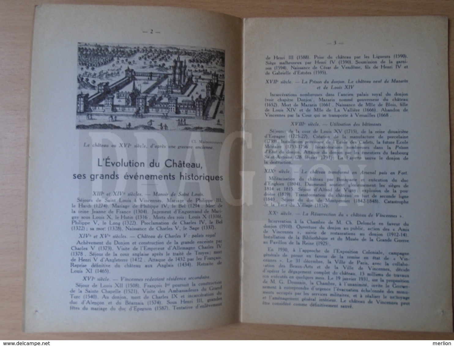 DC35.2 Val De Marne - LE CHATEAU DE VINCENNES - Par André HURTRET - 1932   Booklet - Autres & Non Classés