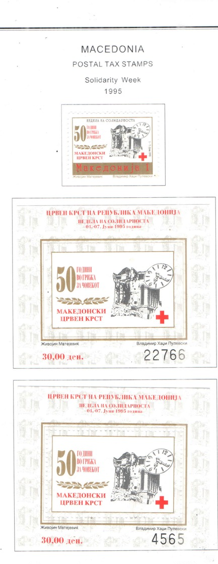 Macedonia Postal Tax 1995 Solidarietà     Scott.RA 71+72+See Scan On Scott.Page - Macedonia Del Nord