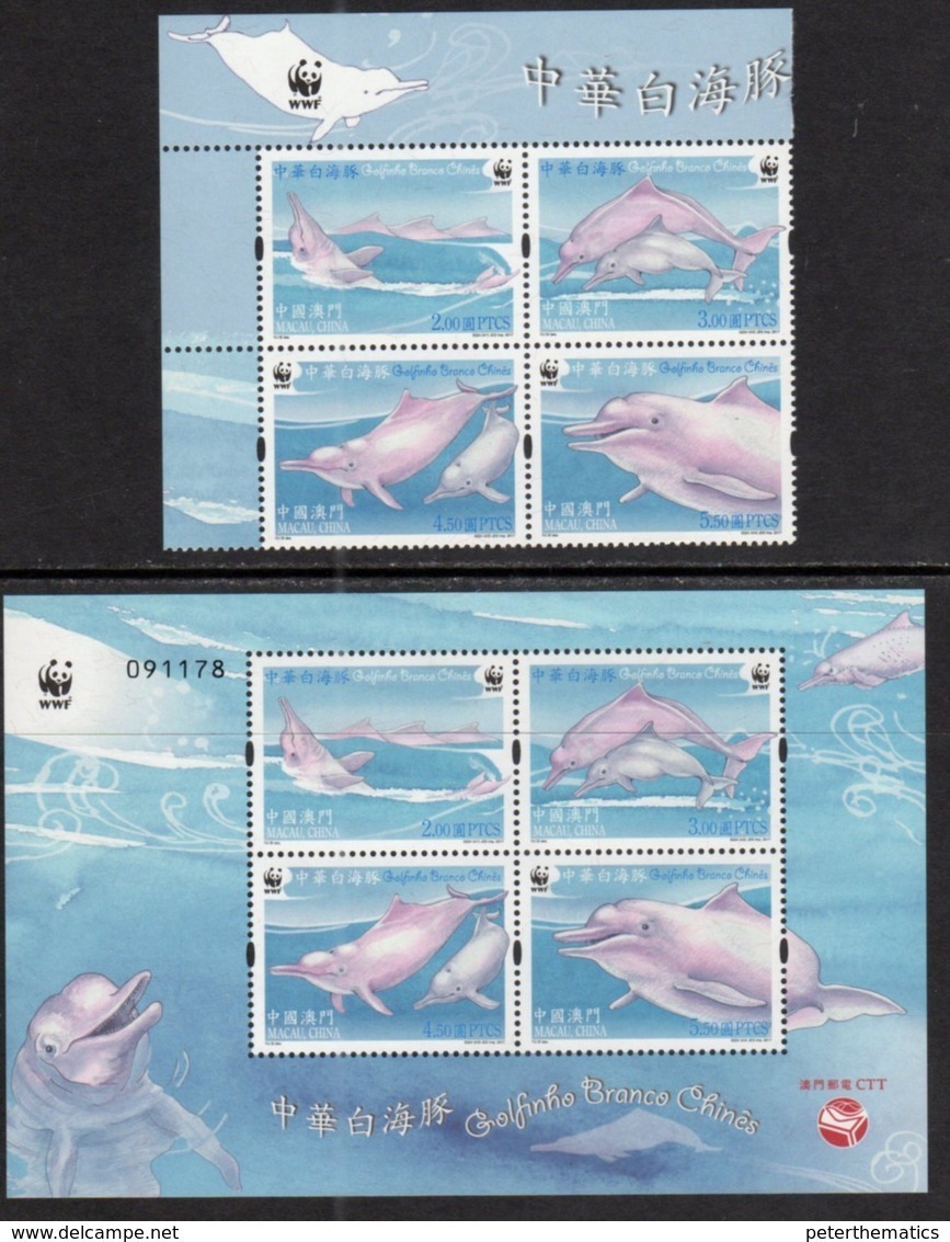 MACAO, 2017, MNH, WWF, CHINESE WHITE DOLPHIN, DOLPHINS, SET+ SHEETLET - Unused Stamps