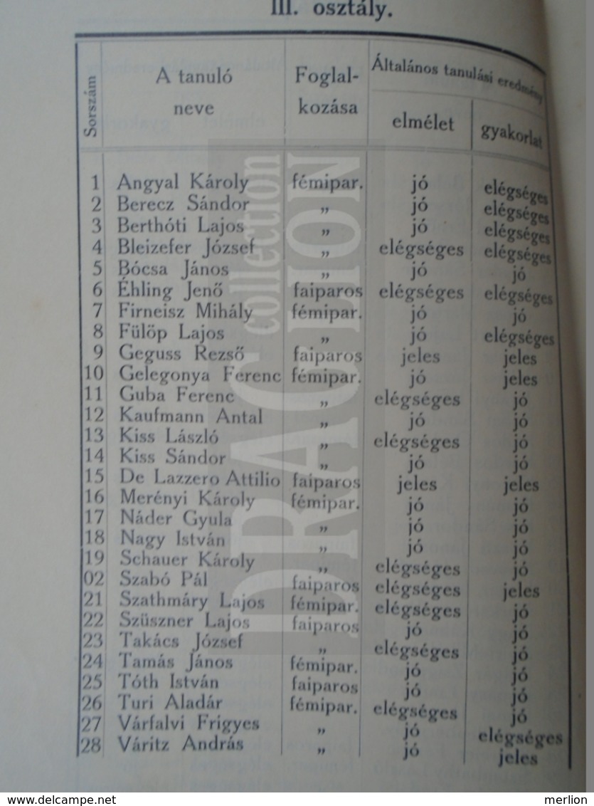 DC35.6  Értesítő  Az Aradi M.kir. áll. Fa és Fémipari Iskola 1909-10 Tanév -Aladár Nesnera  Arad 1910 Réthy Lipót - School