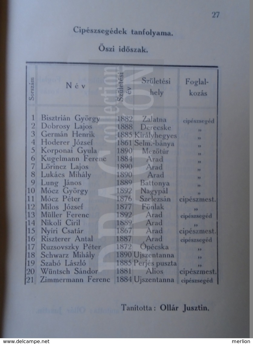 DC35.6  Értesítő  az aradi m.kir. áll. fa és fémipari iskola 1909-10 tanév -Aladár Nesnera  Arad 1910 Réthy Lipót