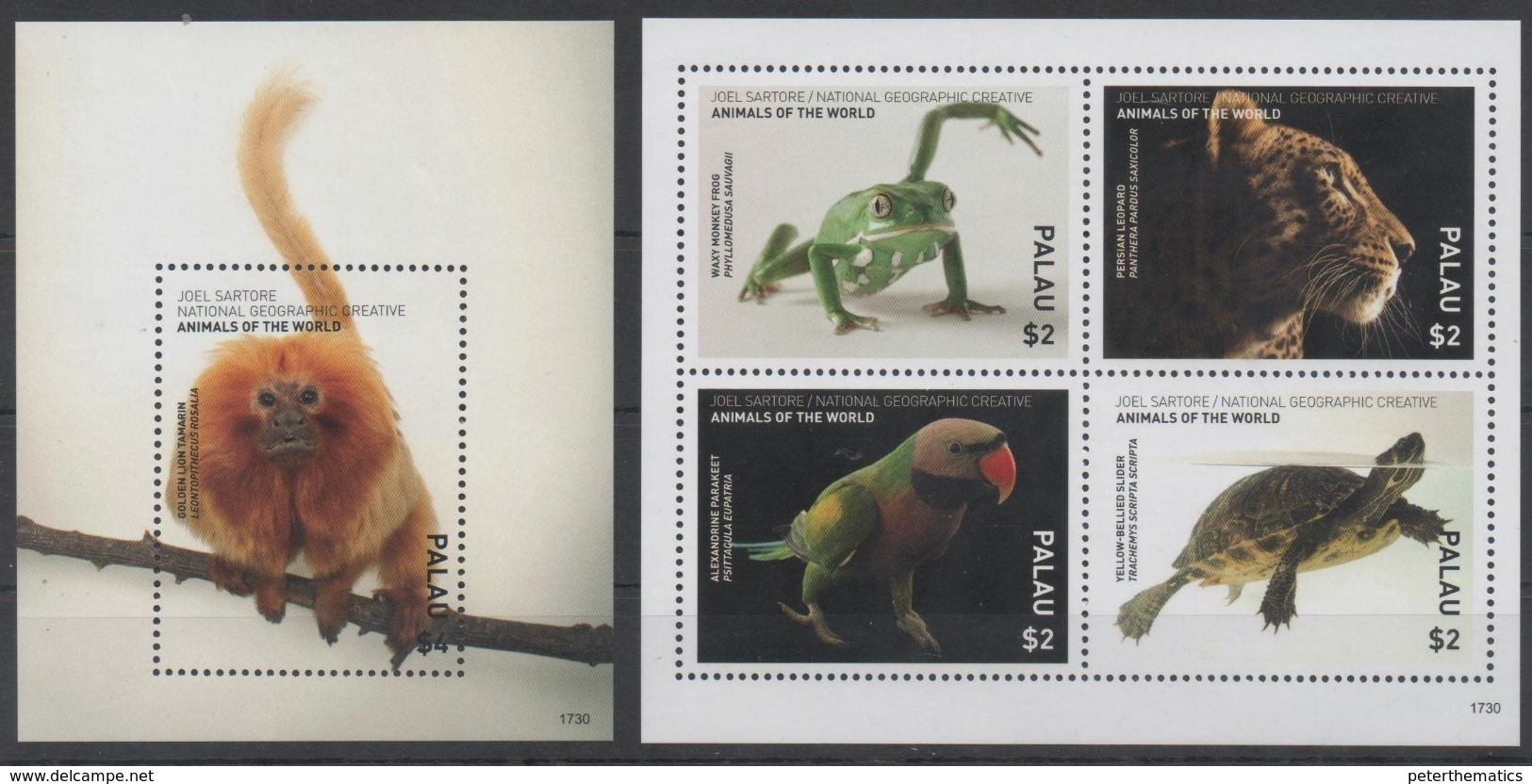 PALAU, 2017, MNH, NATIONAL GEOGRAPHIC, TURTLES, FROGS, LEOPARDS, BIRDS, MONKEYS,   SHEETLET+SS - Turtles