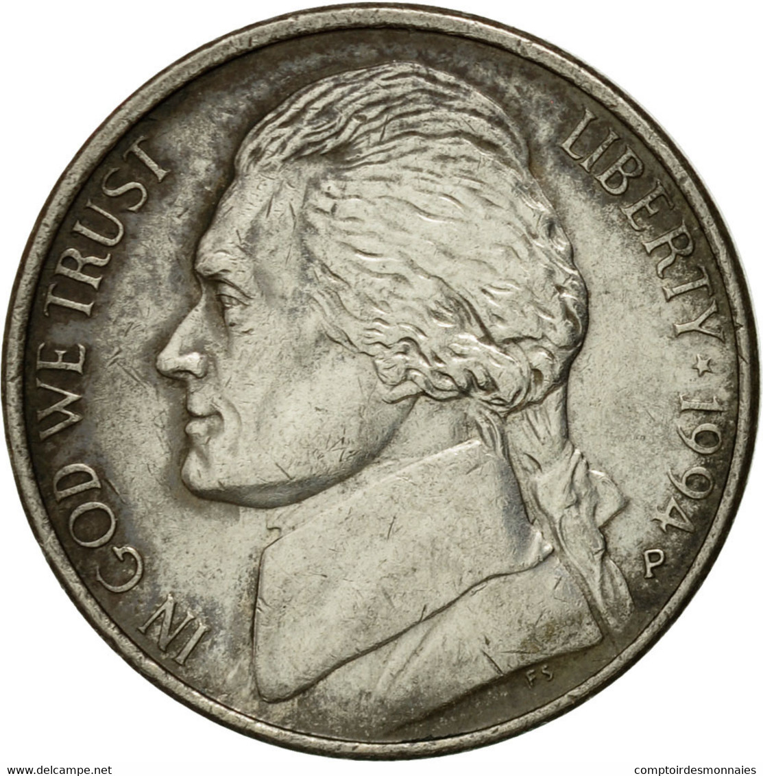 Monnaie, États-Unis, Jefferson Nickel, 5 Cents, 1994, U.S. Mint, Philadelphie - 1938-…: Jefferson