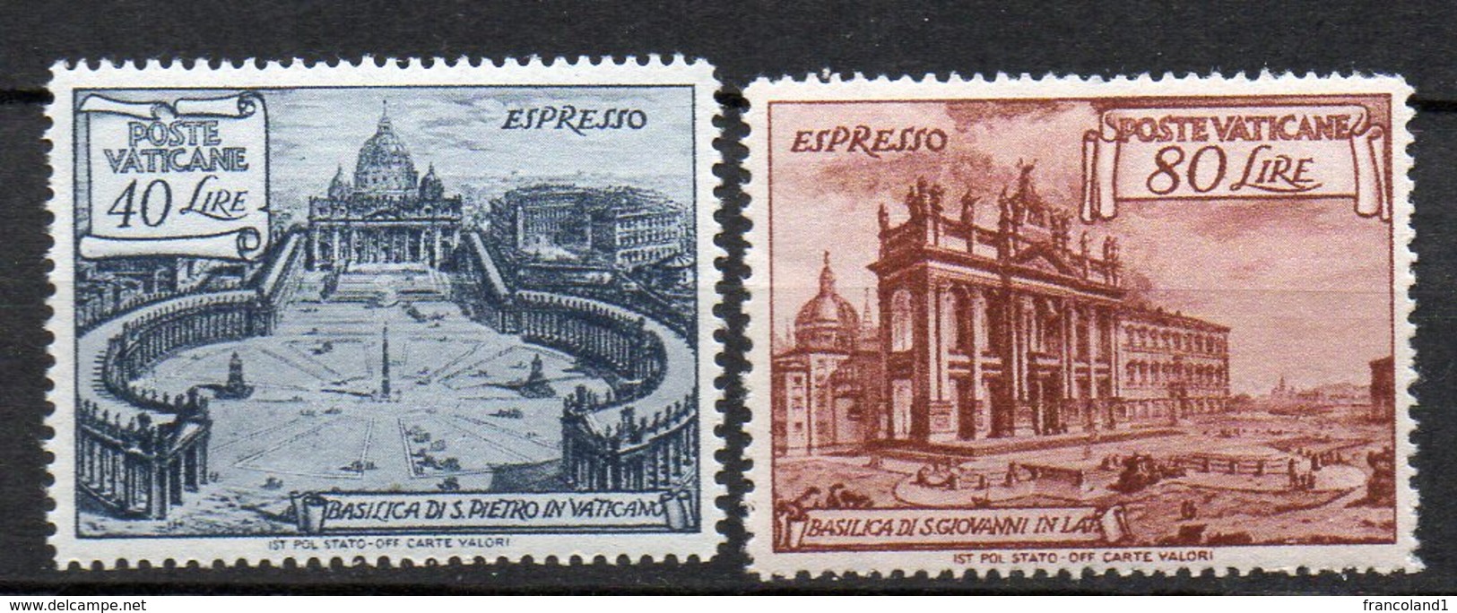 1949 Vaticano Basiliche Espressi N. E11 - 12 INTEGRI MNH** Sassone 100 Euro - Exprès