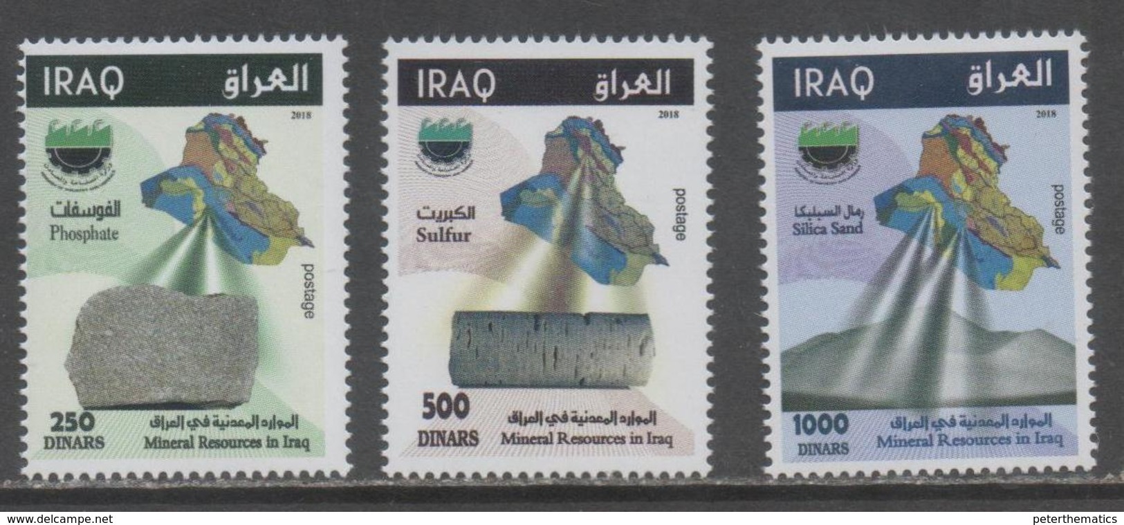 IRAQ, 2018, MNH, MINERALS, IRAQI MINERAL RESOURCES,3v - Minerals