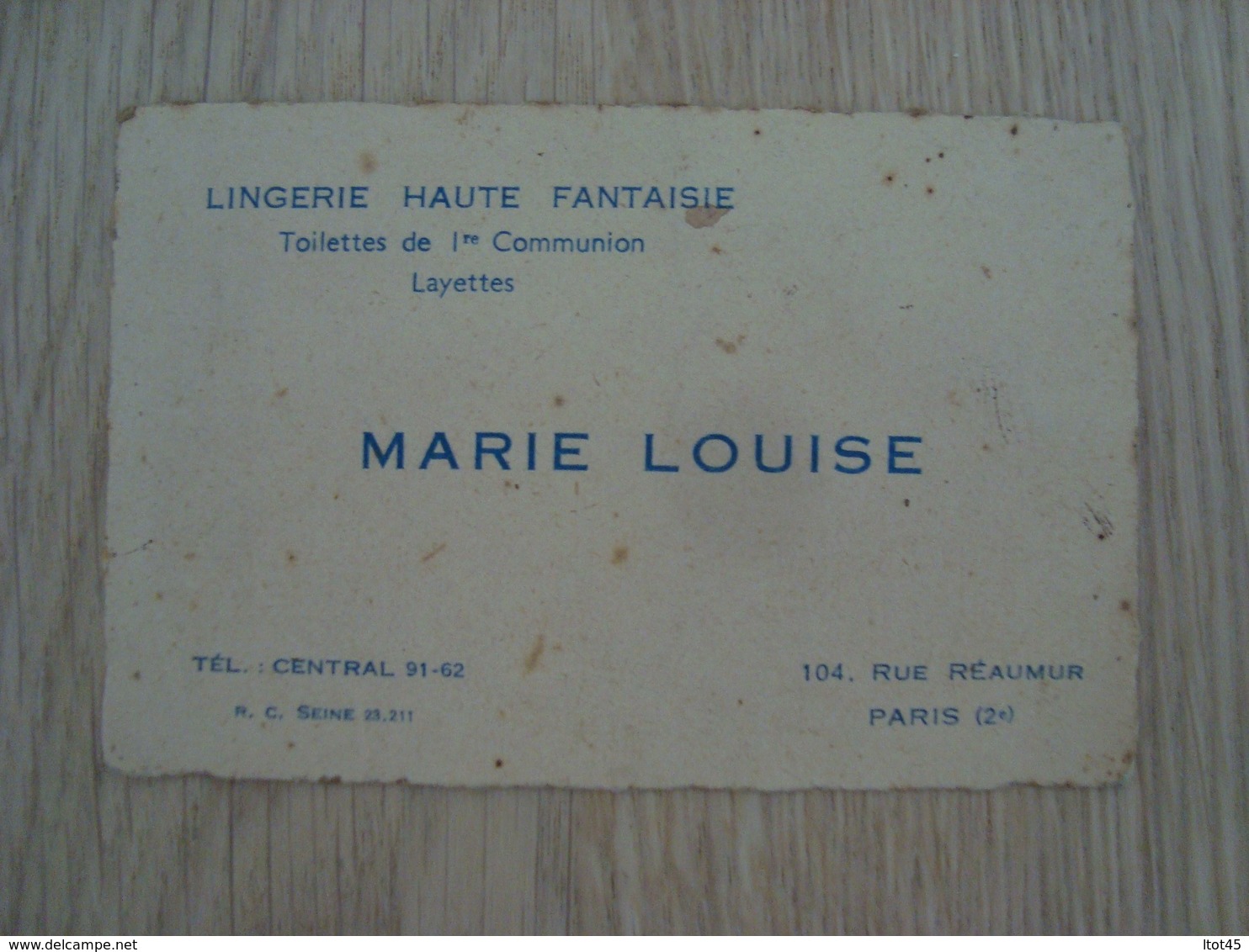 CARTE DE VISITE MARIE LOUISE LINGERIE PARIS - Cartes De Visite