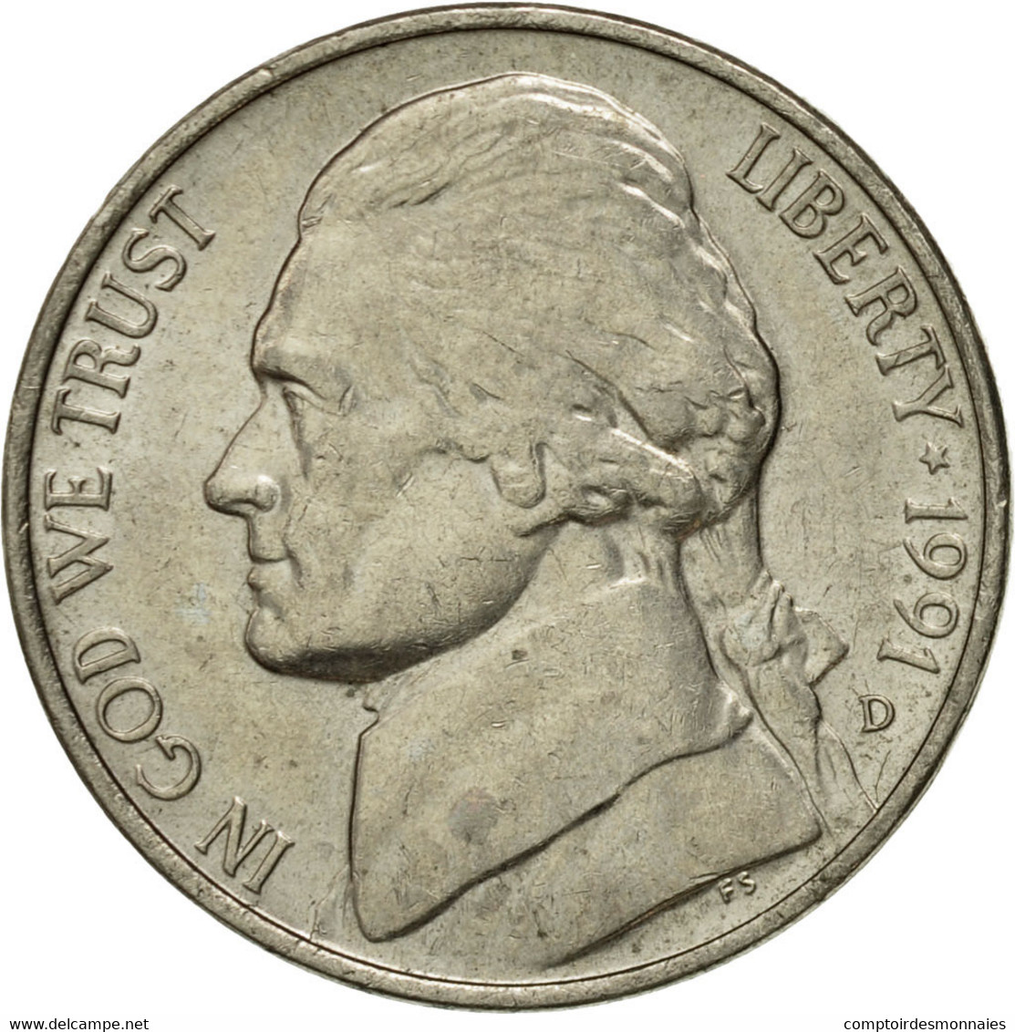 Monnaie, États-Unis, Jefferson Nickel, 5 Cents, 1991, U.S. Mint, Denver, TTB+ - 1938-…: Jefferson