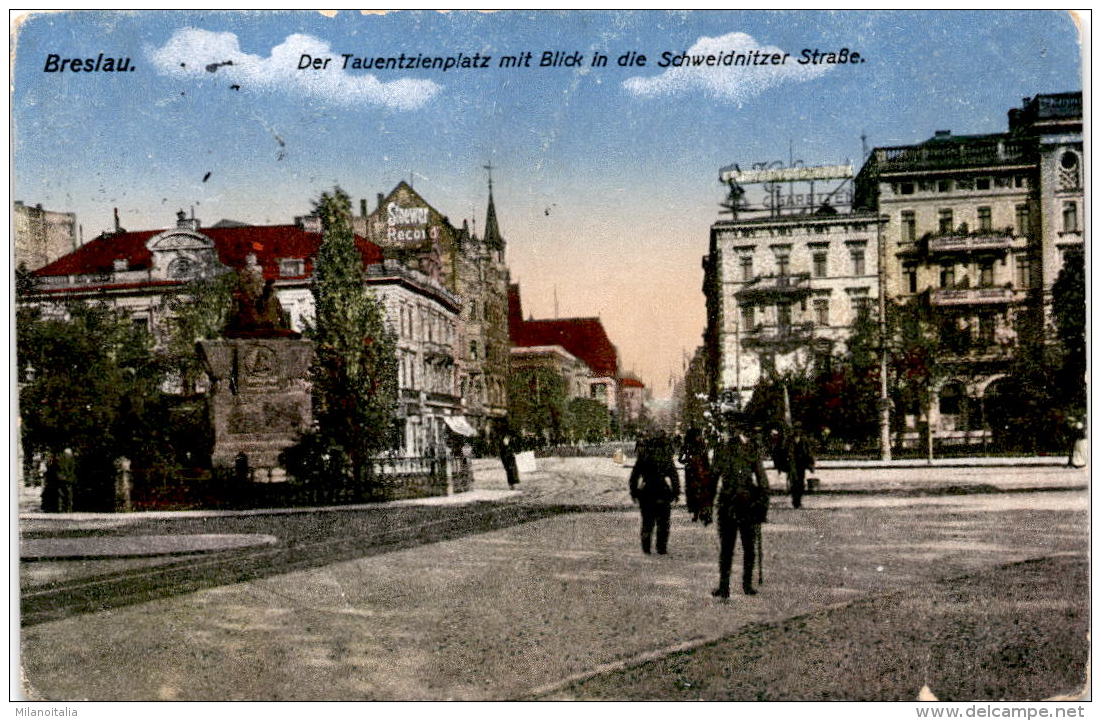 Breslau - Der Tauentzienplatz Mit Blick Auf Die Schweidnitzer Straße * Feldpost 11. 8. 1916 - Polen