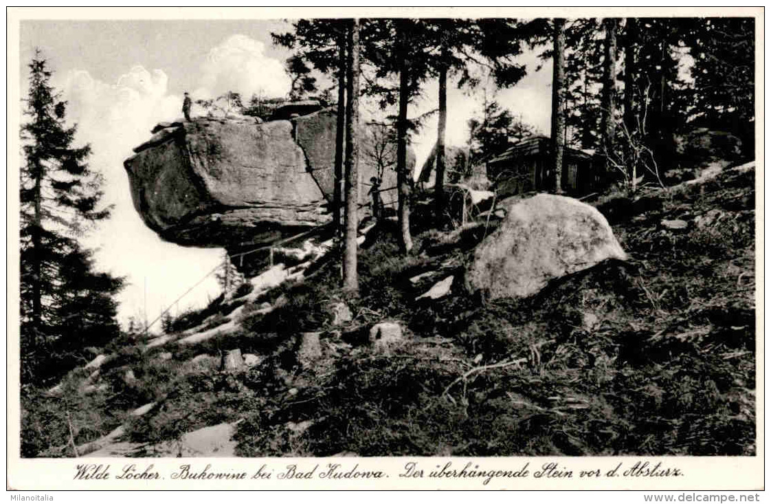 Wilde Löcher - Bukowina Bei Bad Kudowa - Der überliegende Stein Vor Dem Absturz (7758) - Polen