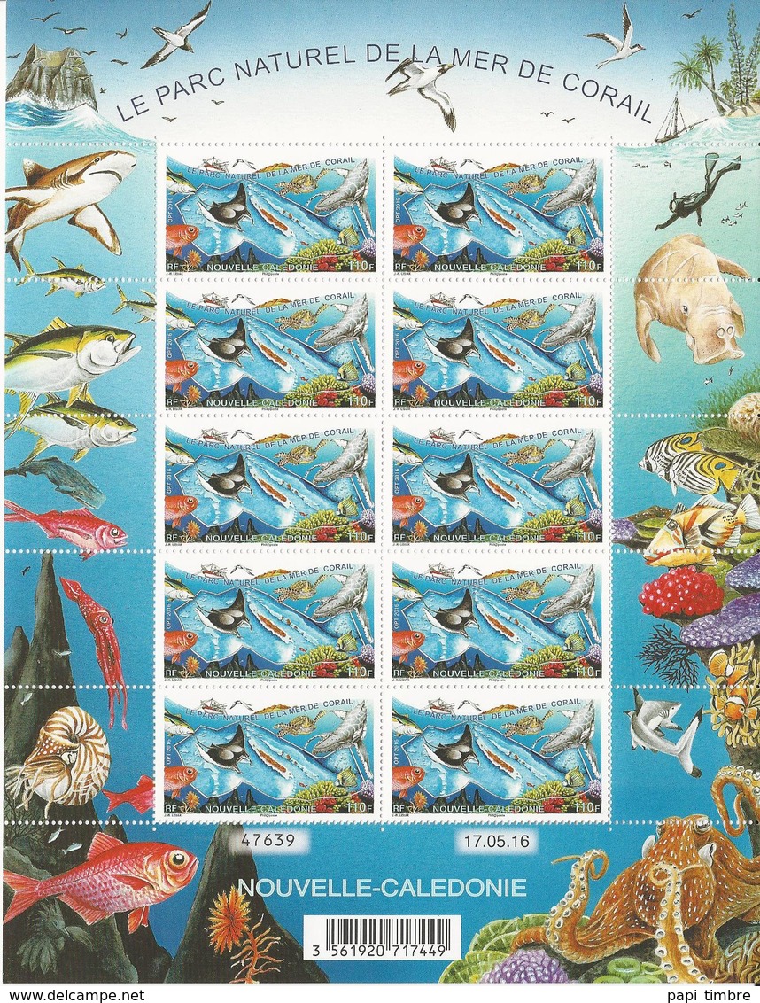 Nouvelle-Calédonie - Feuillet De 10 Timbres - Parc Naturel De La Mer De Corail - Unused Stamps