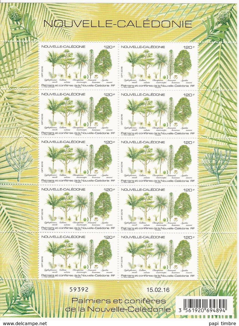 Nouvelle-Calédonie - Feuillet De 10 Timbres - Flore - Palmiers Et Conifères - Unused Stamps