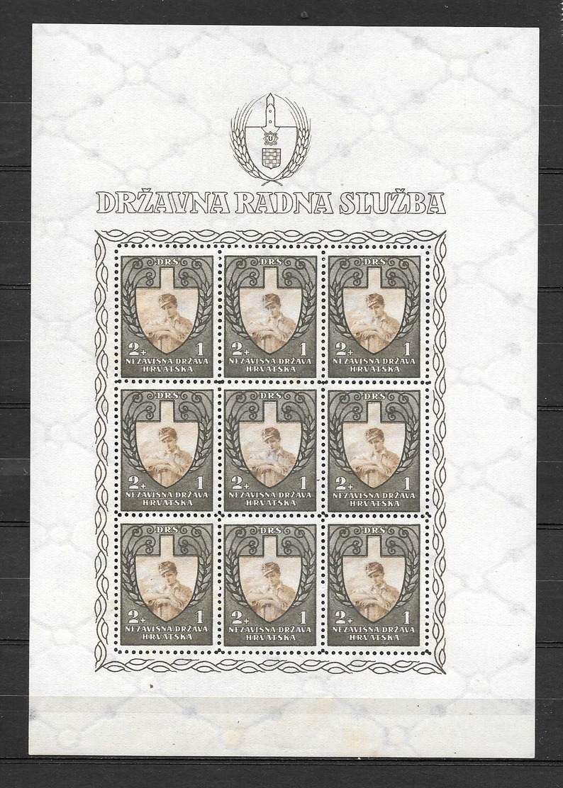 Croazia (indipendente) 1943 Fronte Del Lavoro. Serie Completa Nuova/mnh** In Minifogli - Croazia