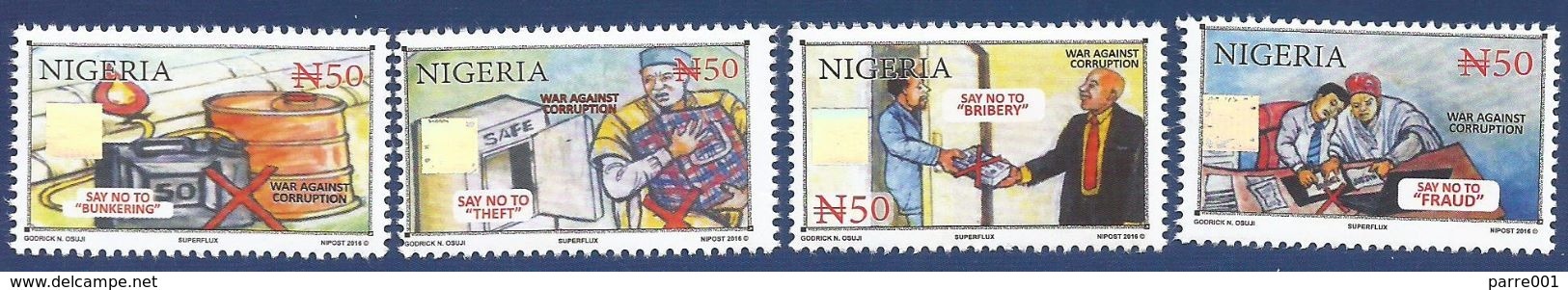 Nigeria 2016 War Against Corruption MNH Mint Hologram Set - Nigeria (1961-...)