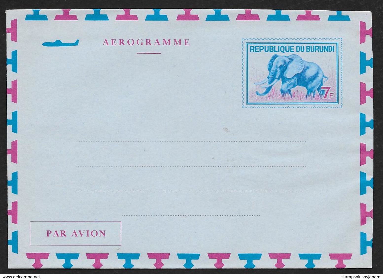 BURUNDI Aerogramme 7f Elephant C1960s Unused! STK#X21201 - Unused Stamps