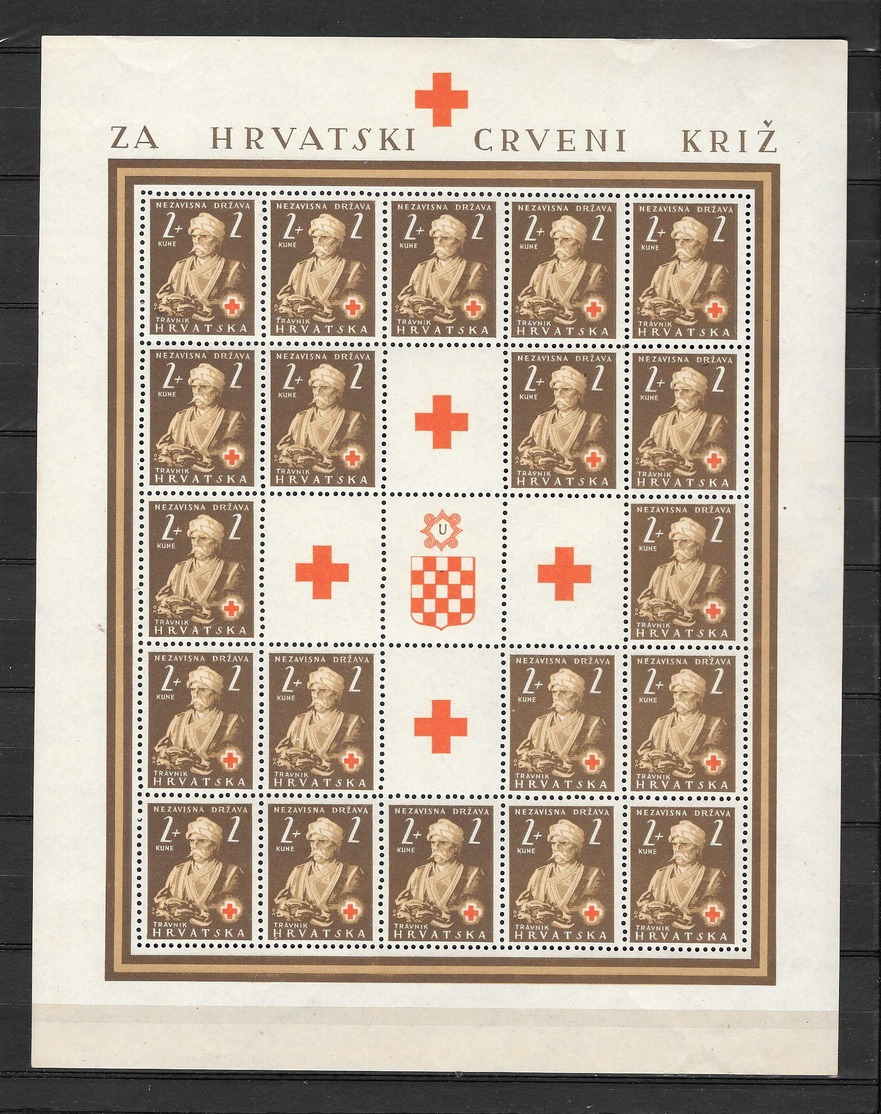 Croazia (indipendente) 1941 Pro Croce Rossa. Costumi Regionali. Serie Completa Nuova/mnh** In Minifogli - Croazia