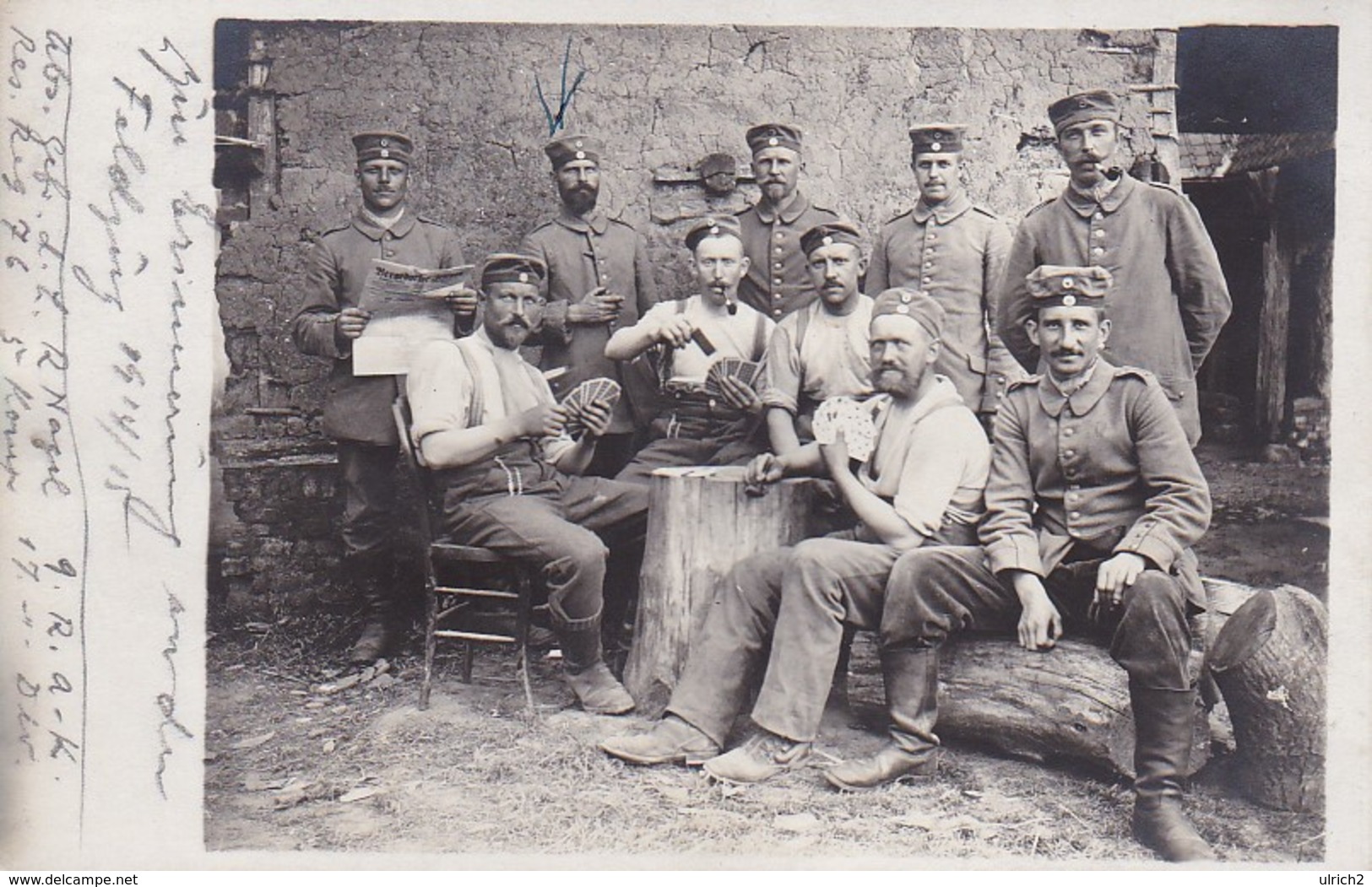 AK Foto Gruppe Deutsche Soldaten Beim Kartenspiel - 1915 (35742) - Guerra 1914-18