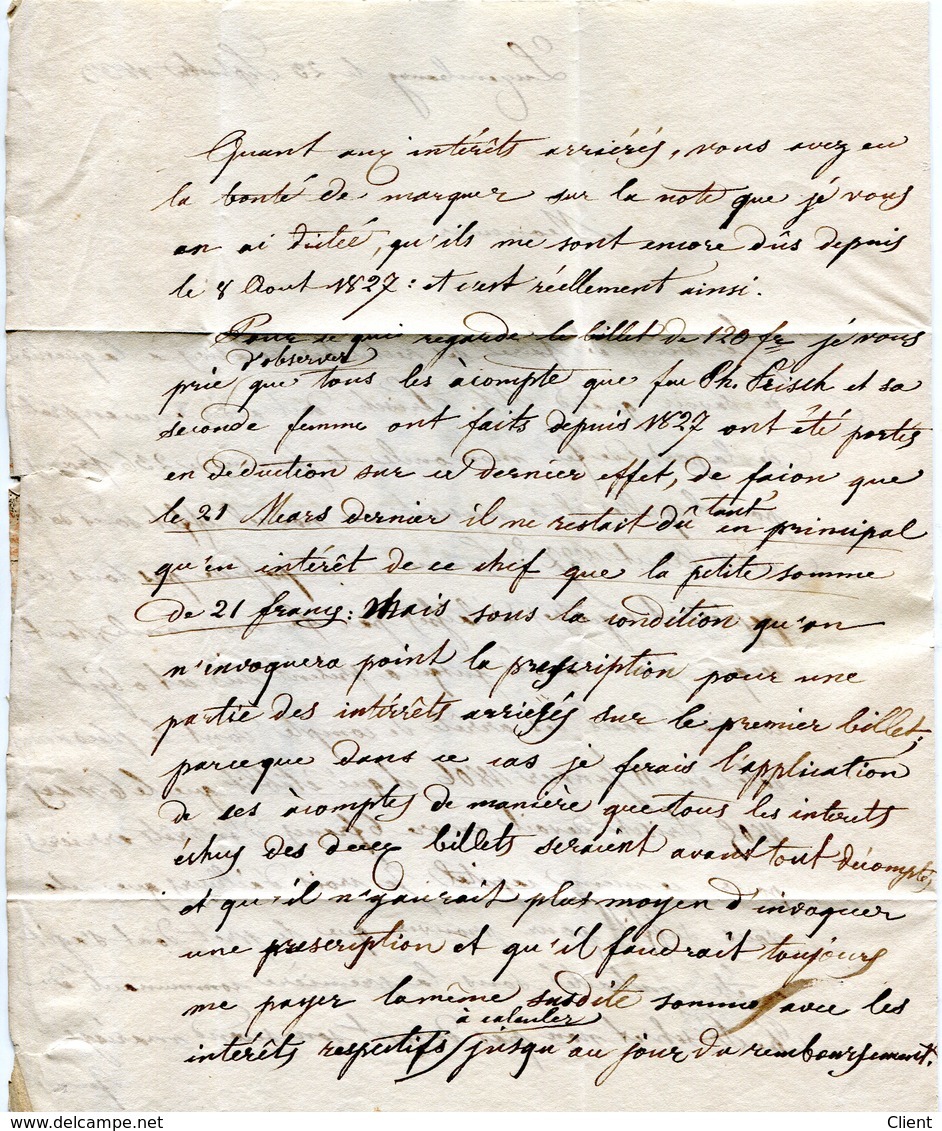 Luxembourg - Lettre Préphilatélie 1833 - Pour Le Notaire Grass à Aubange Avec Cachet EICH - ...-1852 Préphilatélie