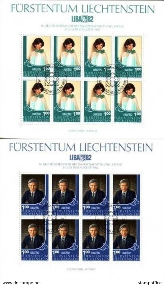 LIECHTENSTEIN MI-NR. 797-798 O KLEINBOGENSATZ LIBA '82 ERBPRINZ HANS-ADAM UND ERBPRINZESSIN MARIE - Blocks & Kleinbögen