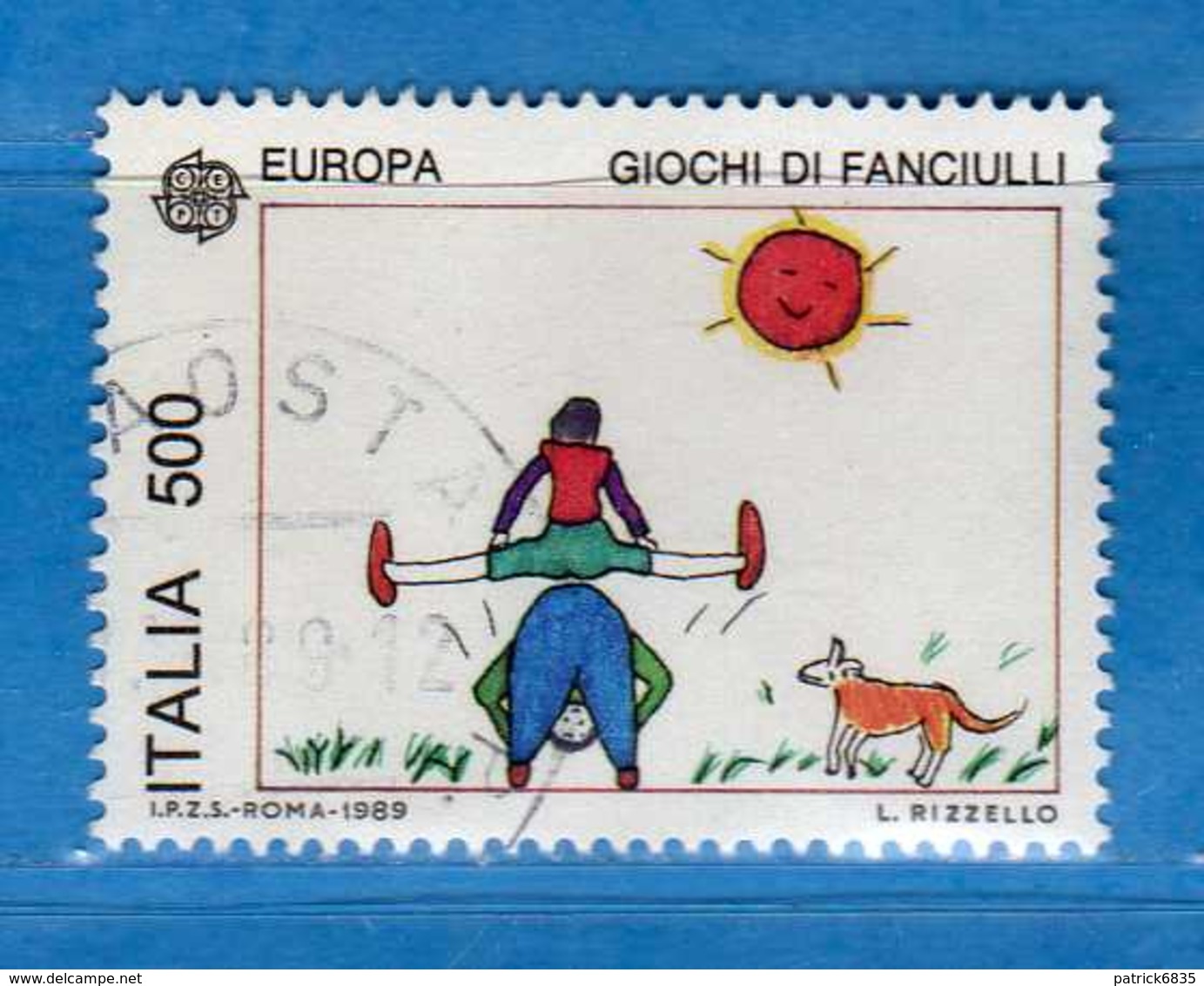 Italia °- Anno 1989 - EUROPA Disegni Di Bambini - L: RIZZELLO. £ 500  . USATO. Unif. 1881.  Vedi Descrizione - 1981-90: Oblitérés