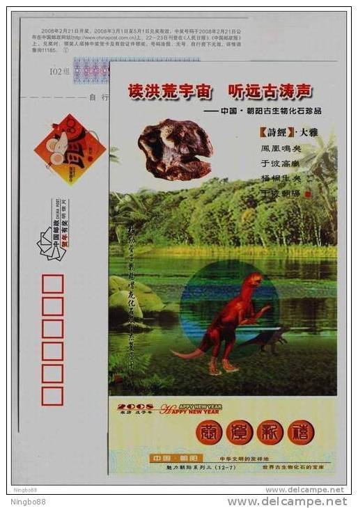 Psittacosaurus Meileyingensis Dinosaur Fossil,CN 08 Chaoyang Treasure-House Of Fossil On Earth Pre-stamped Card - Fossils