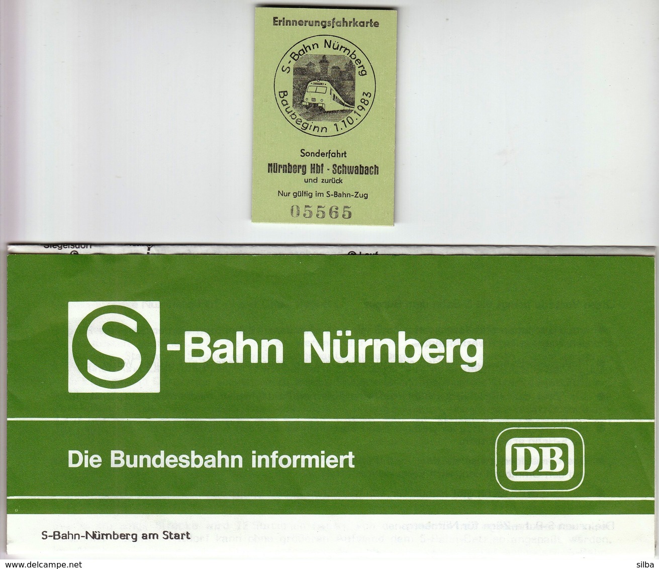 Germany Nurnberg 1983 / S Bahn / Metro / Subway / Trains / Railway / Ticket + Plan / First Ride - Europe