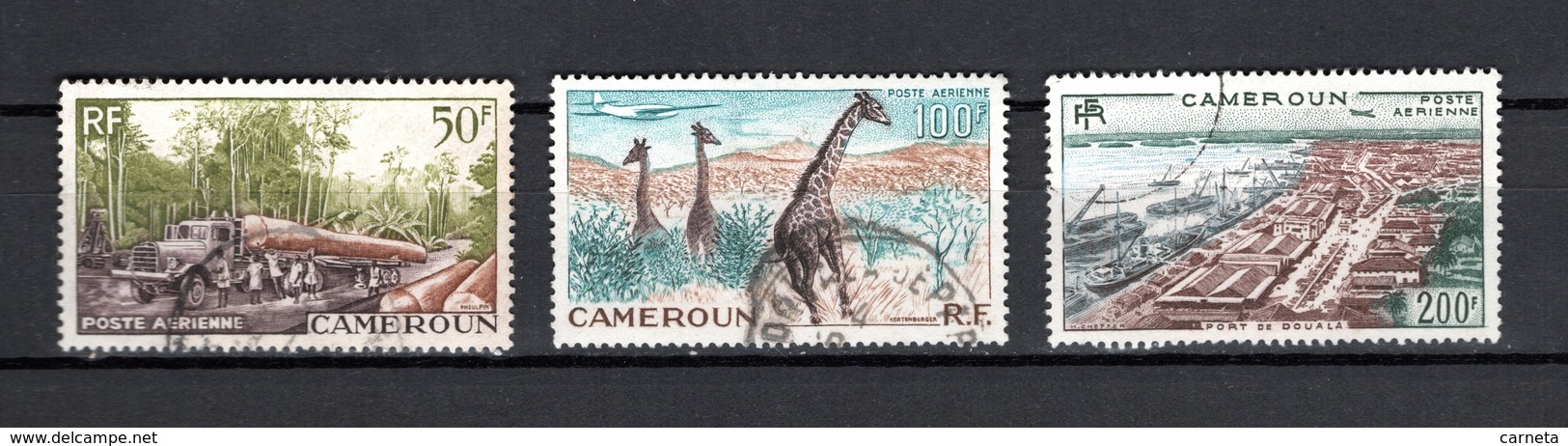 CAMEROUN PA  N° 46 à 48  OBLITERES COTE 5.20€  PORT GIRAFE ANIMAUX BOIS CAMION - Airmail