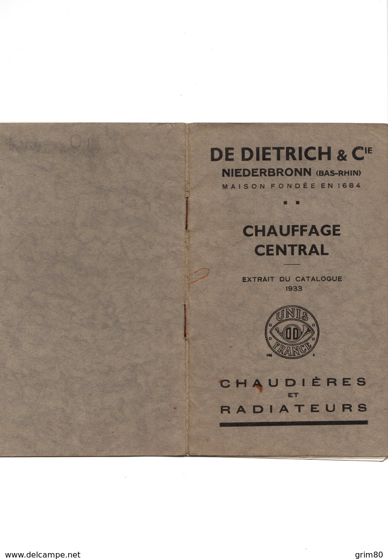 CHAUFFAGE  CENTRAL   DE  DIETRICH &  CIE       1933 - Non Classés