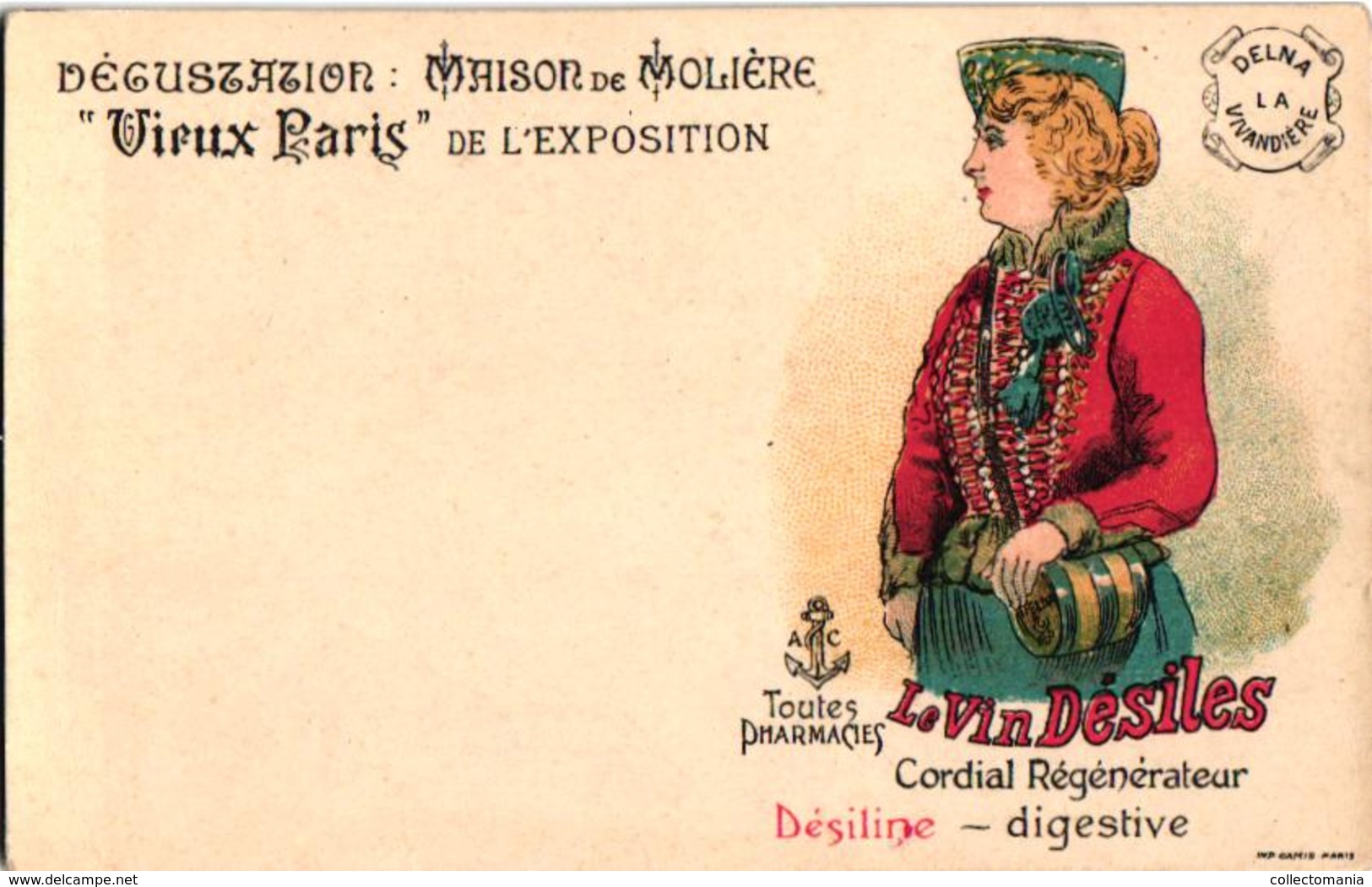 1 Postcard   Pub Pharmacie  Le Vin Désiles  Digestive  Désiline    Litho  Anno 1910 - Advertising