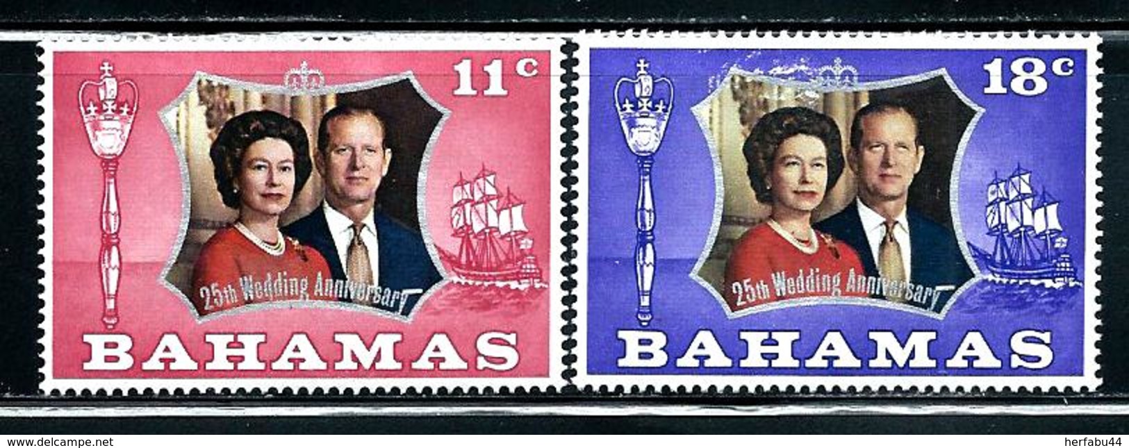 Bahamas    "Silver Wedding"     Set     SC# 344-45 Mint - Bahamas (1973-...)