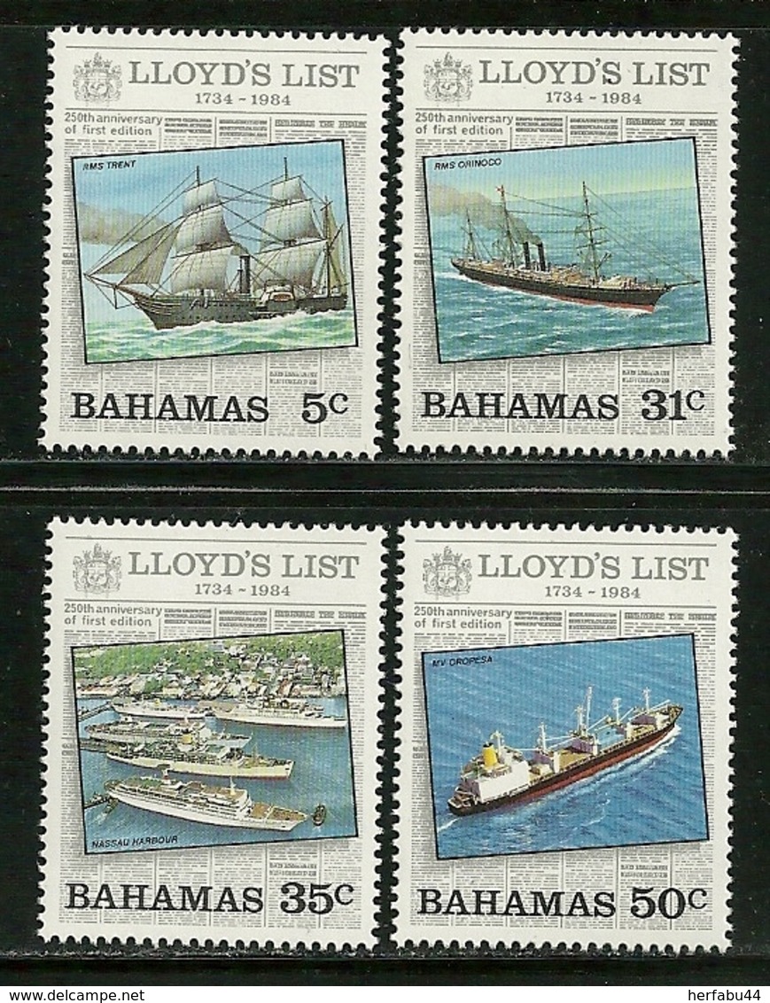 Bahamas    "Lloyd's List-Ships"  Set   SC# 555-58    MNH** - Bahamas (1973-...)