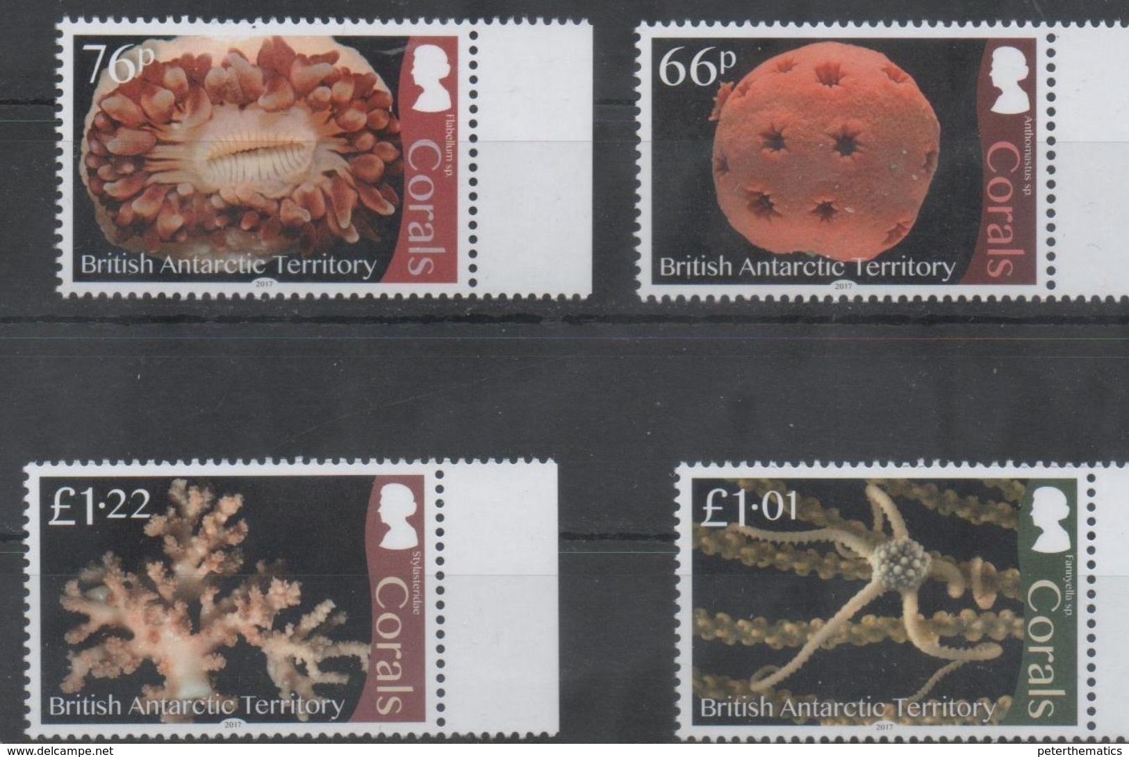 BRITISH ANTARCTIC TERRITORY, BAT,2017, MNH, MARINE LIFE, CORALS, 4v - Vie Marine