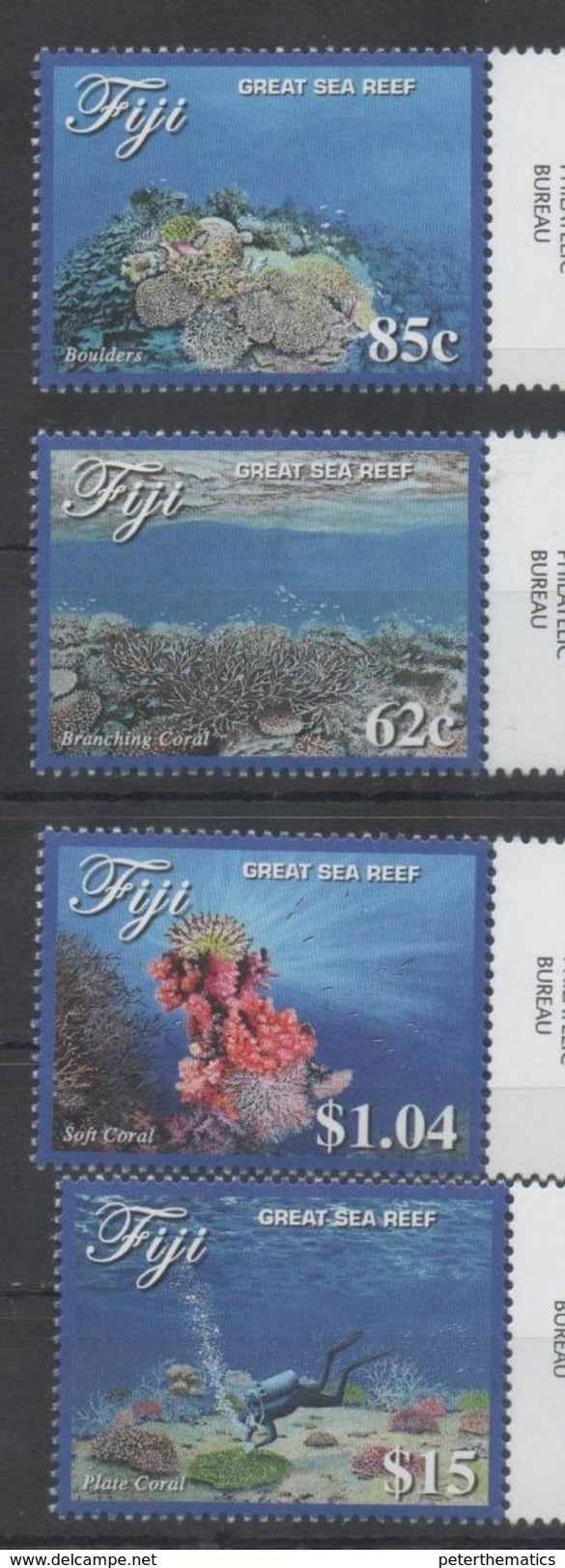 FIJI, 2017, MNH, GREAT SEA REEF, CORALS, 4v - Marine Life