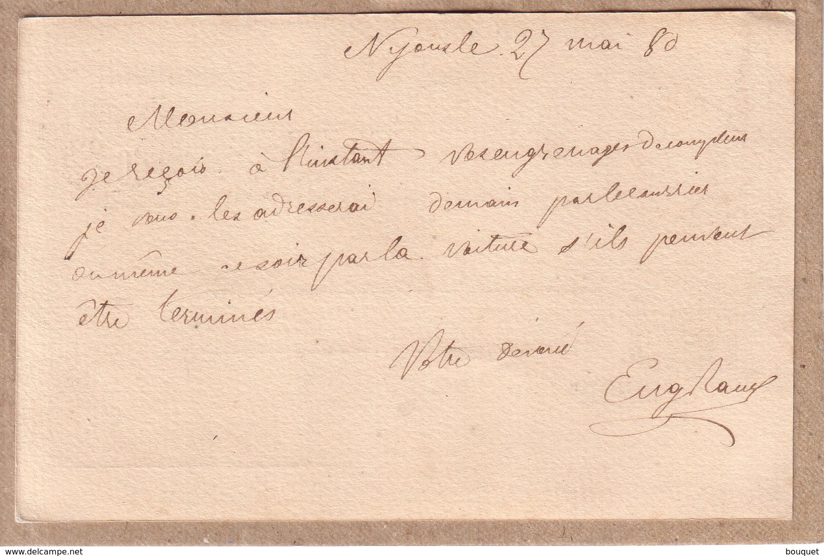 DRÔME - LETTRE DE NYONS POUR MOLLANS , ENTIER POSTAL 10 C SAGE + CACHET TYPE 24 + BOITE MOBILE - 1880 - 1849-1876: Klassieke Periode