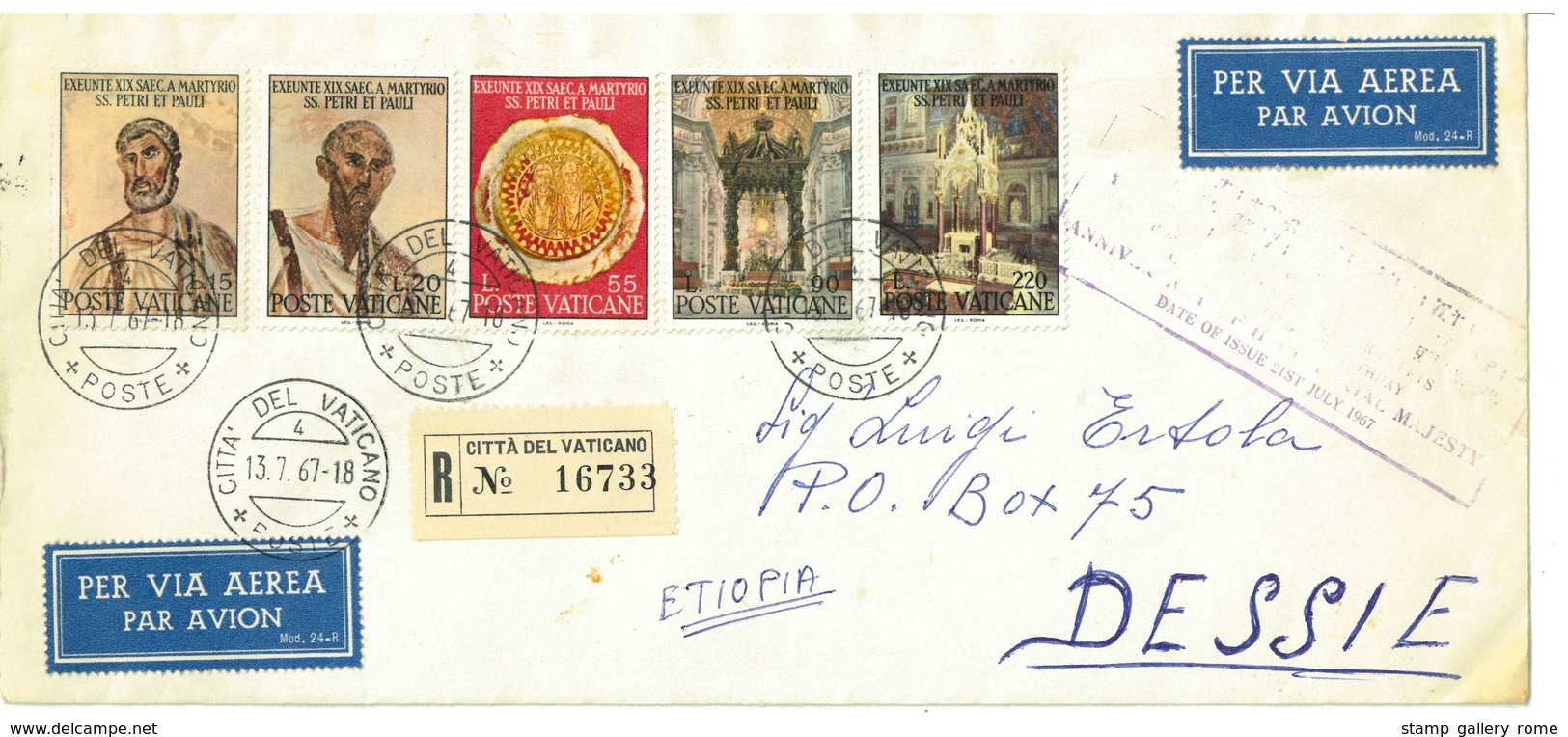 VATICANO - LETTERA PER DESSIE  ETHIOPIA - ANNO 1967 - Covers & Documents