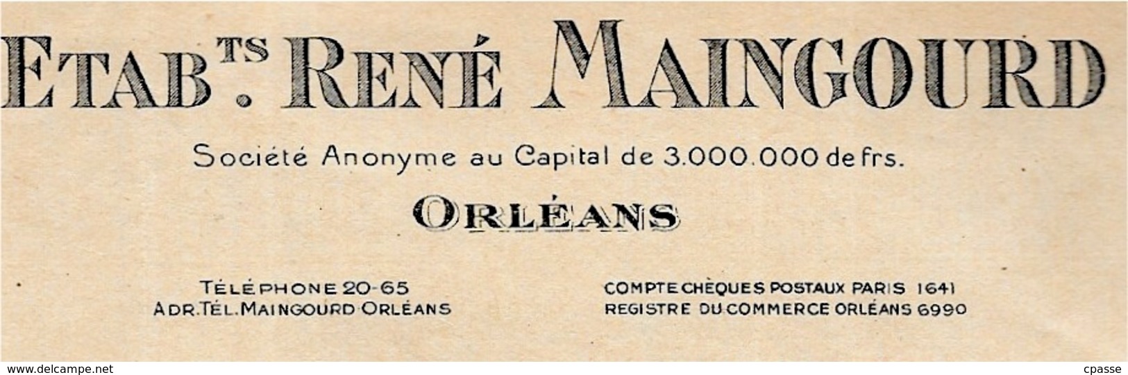 1950 FACTURE Etablissements René MAINGOURD - CONSERVES 45 ORLEANS Loiret & 29 LESCONIL Finistère - Alimentaire