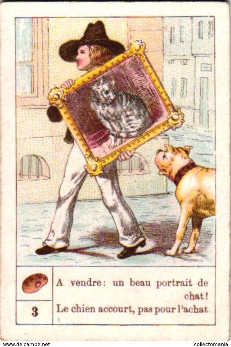 48 playing cards, c1870 litho, lithography, children game quartet = 4 card-story, humor,  jeu de cartes incomplete RARE