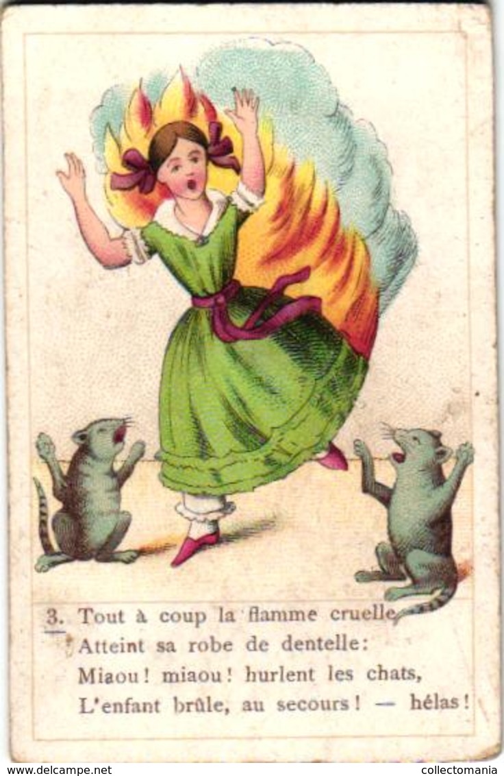 48 playing cards, c1870 litho, lithography, children game quartet = 4 card-story, humor,  jeu de cartes incomplete RARE