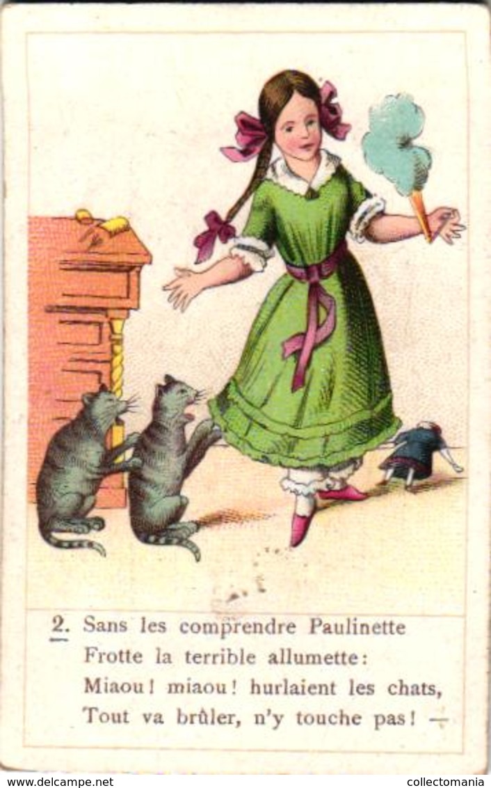 48 playing cards, c1870 litho, lithography, children game quartet = 4 card-story, humor,  jeu de cartes incomplete RARE