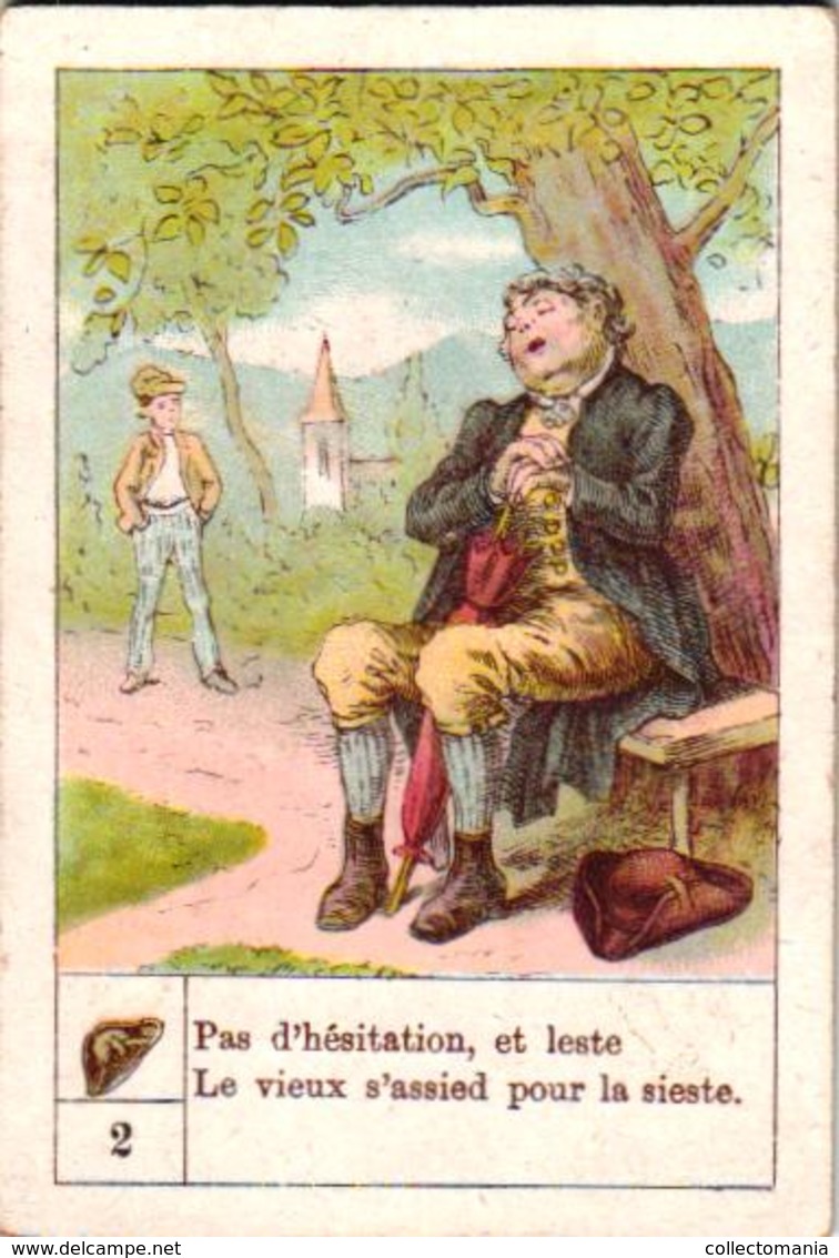 48 playing cards, c1870 litho, lithography, children game quartet = 4 card-story, humor,  jeu de cartes incomplete RARE