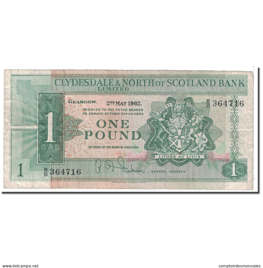 Billet, Scotland, 1 Pound, 1962, 1962-05-02, KM:195a, TB - 1 Pound