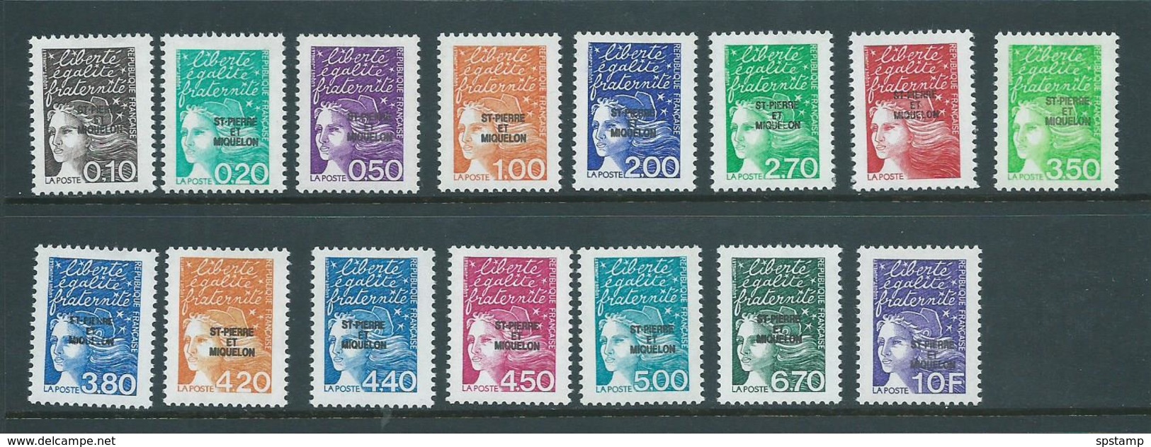 St Pierre & Miquelon 1997 Overprints On Mariannes Set Of 15 MNH - Unused Stamps