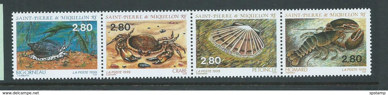 St Pierre & Miquelon 1995 Shellfish Strip Of 4 MNH - Unused Stamps