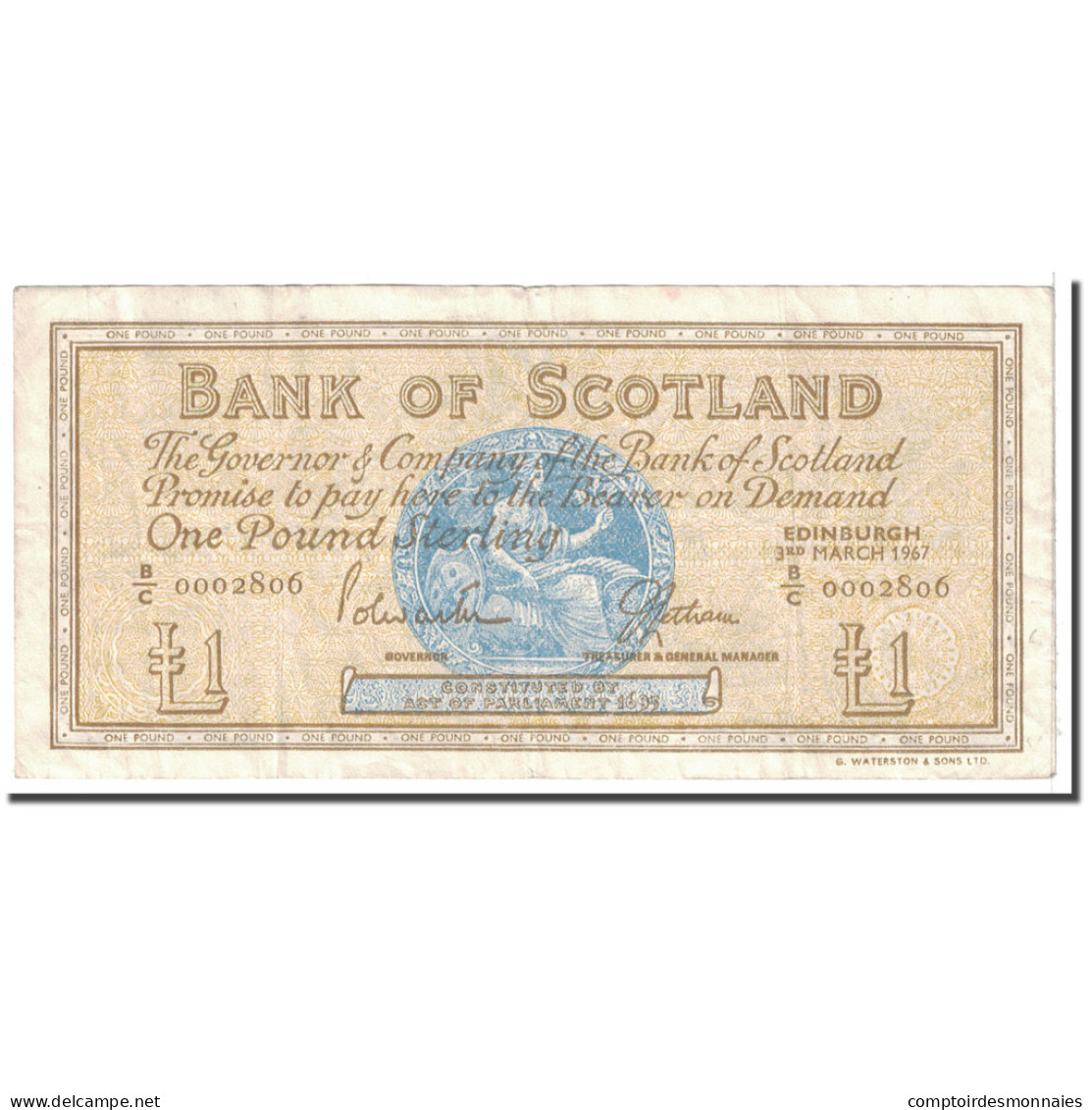 Billet, Scotland, 1 Pound, 1967, 1967-03-03, KM:105b, TTB - 1 Pound