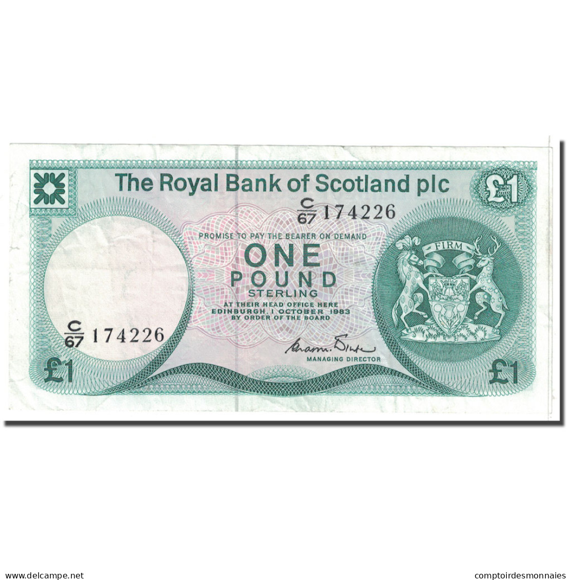 Billet, Scotland, 1 Pound, 1983, 1983-10-01, KM:341b, TTB - 1 Pound