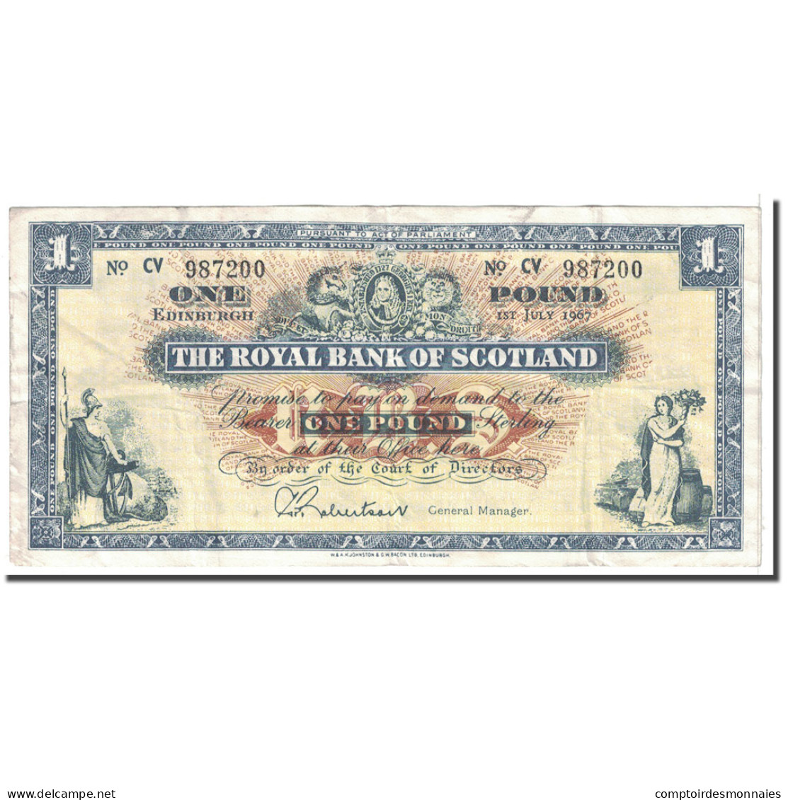 Billet, Scotland, 1 Pound, 1967, 1967-07-01, KM:325b, TTB - 1 Pound