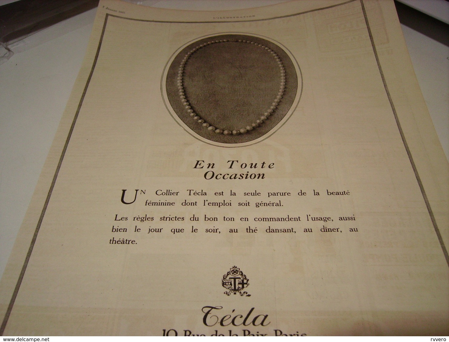 ANCIENNE PUBLICITE LES PERLES EN TOUTE OCCASION DE  TECLA 1923 - Andere & Zonder Classificatie